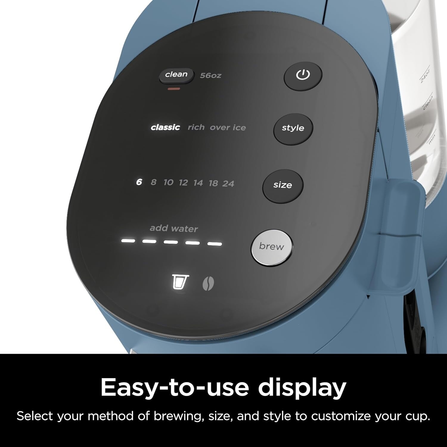 Machine à café individuelle Blue, compatible K-Cup, réservoir de 56 oz, tailles de préparation de 6 à 24 oz, compacte