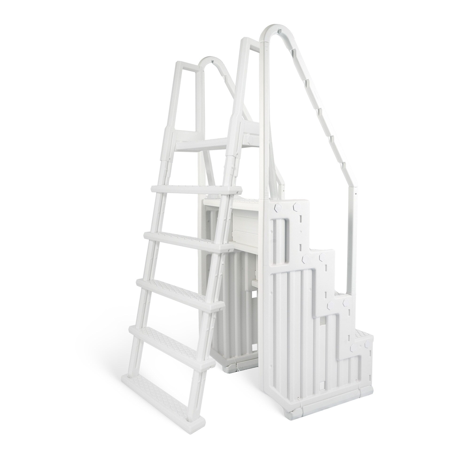 Escabeau d'accès à la piscine Blue Wave Easy avec échelle extérieure pour piscines hors sol - 82,5 cm L x 142,2 cm P x 205,7 cm H