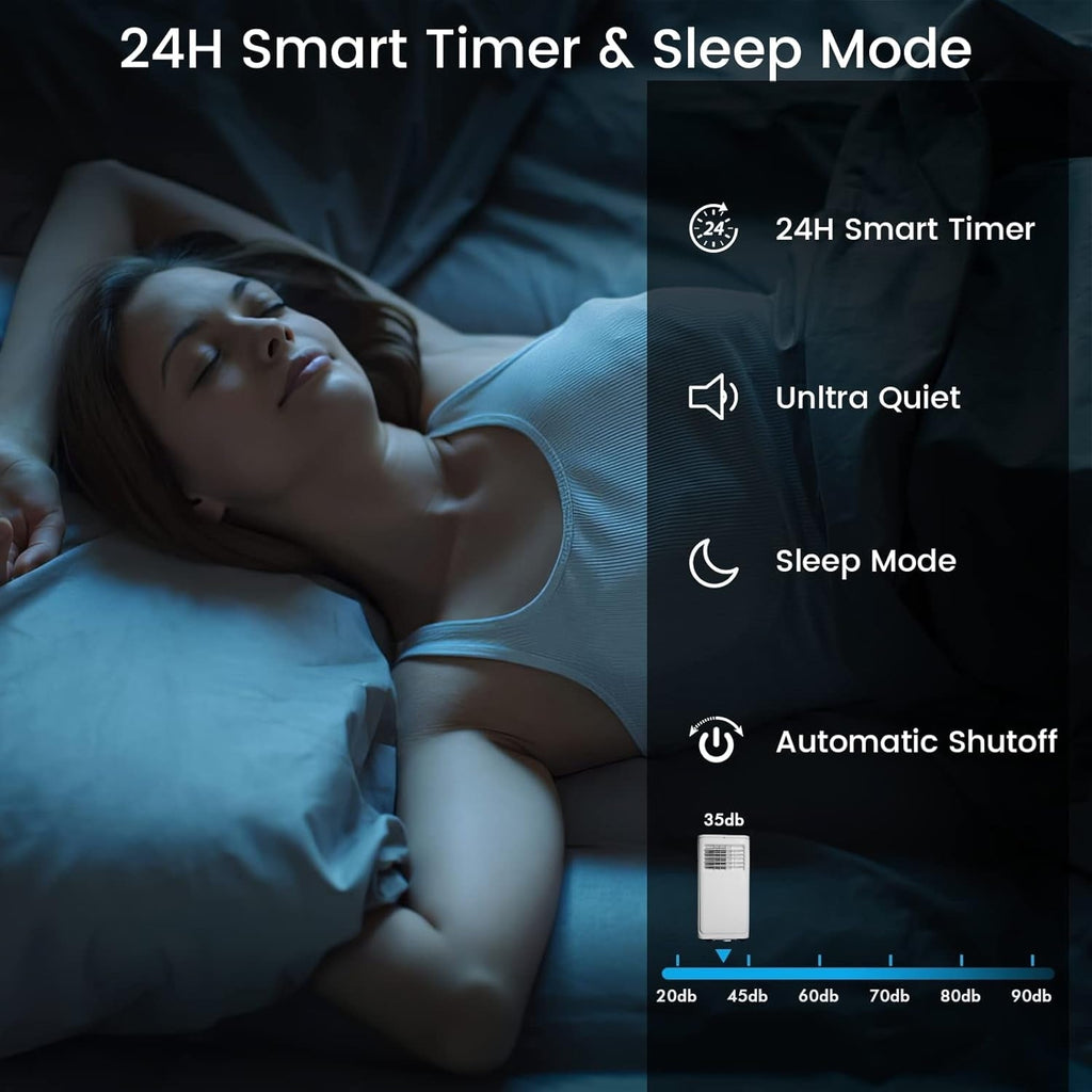 Climatiseur portable 3-en-1 Bossin 8000 BTU (ASHRAE), 5000 BTU (SACC) avec télécommande, refroidisseur d'air portable silencieux pour chambre - 880v