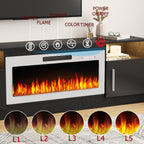 Meuble TV avec foyer électrique Bossin 70, foyer électrique de 36 pouces, meuble TV pour téléviseurs jusqu'à 80 pouces, éclairage LED à 16 couleurs/centre de divertissement