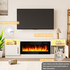 Meuble TV avec foyer électrique Bossin 70, foyer électrique de 36 pouces, meuble TV pour téléviseurs jusqu'à 80 pouces, éclairage LED à 16 couleurs/centre de divertissement