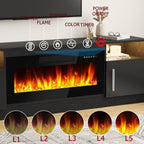 Meuble TV avec foyer électrique Bossin 70, foyer électrique de 36 pouces, meuble TV pour téléviseurs jusqu'à 80 pouces, éclairage LED à 16 couleurs/centre de divertissement