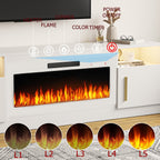 Meuble TV avec foyer électrique Bossin 70, foyer électrique de 36 pouces, meuble TV pour téléviseurs jusqu'à 80 pouces, éclairage LED à 16 couleurs/centre de divertissement