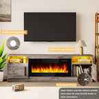 Meuble TV avec foyer électrique Bossin 70, foyer électrique de 36 pouces, meuble TV pour téléviseurs jusqu'à 80 pouces, éclairage LED à 16 couleurs/centre de divertissement