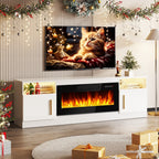 Meuble TV avec foyer électrique Bossin 70, foyer électrique de 36 pouces, meuble TV pour téléviseurs jusqu'à 80 pouces, éclairage LED à 16 couleurs/centre de divertissement