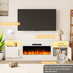 Meuble TV avec foyer électrique Bossin 70, foyer électrique de 36 pouces, meuble TV pour téléviseurs jusqu'à 80 pouces, éclairage LED à 16 couleurs/centre de divertissement