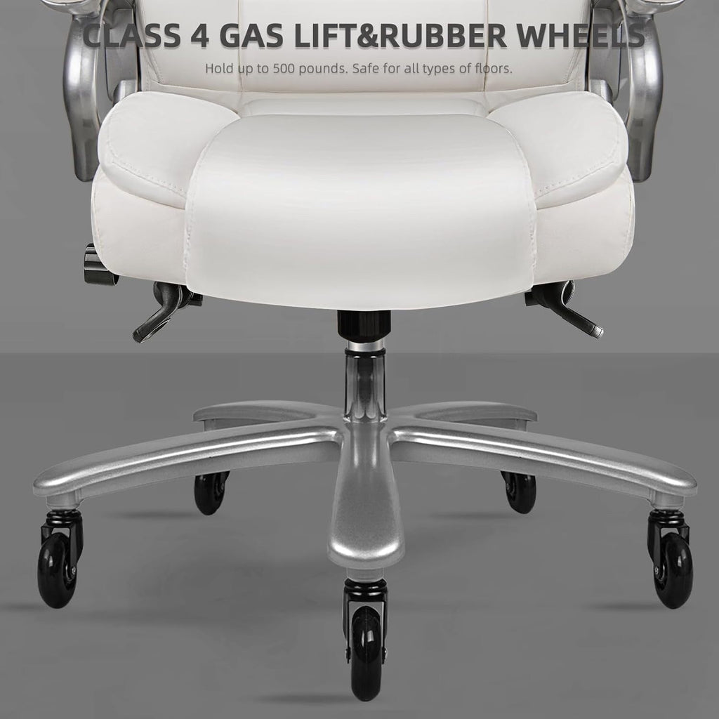 Chaise de bureau executive Bossin pour personnes de grande taille et fortes corpulent, support lombaire réglable, 500 lbs, chaise ergonomique à dossier haut en cuir PU pour ordinateur.