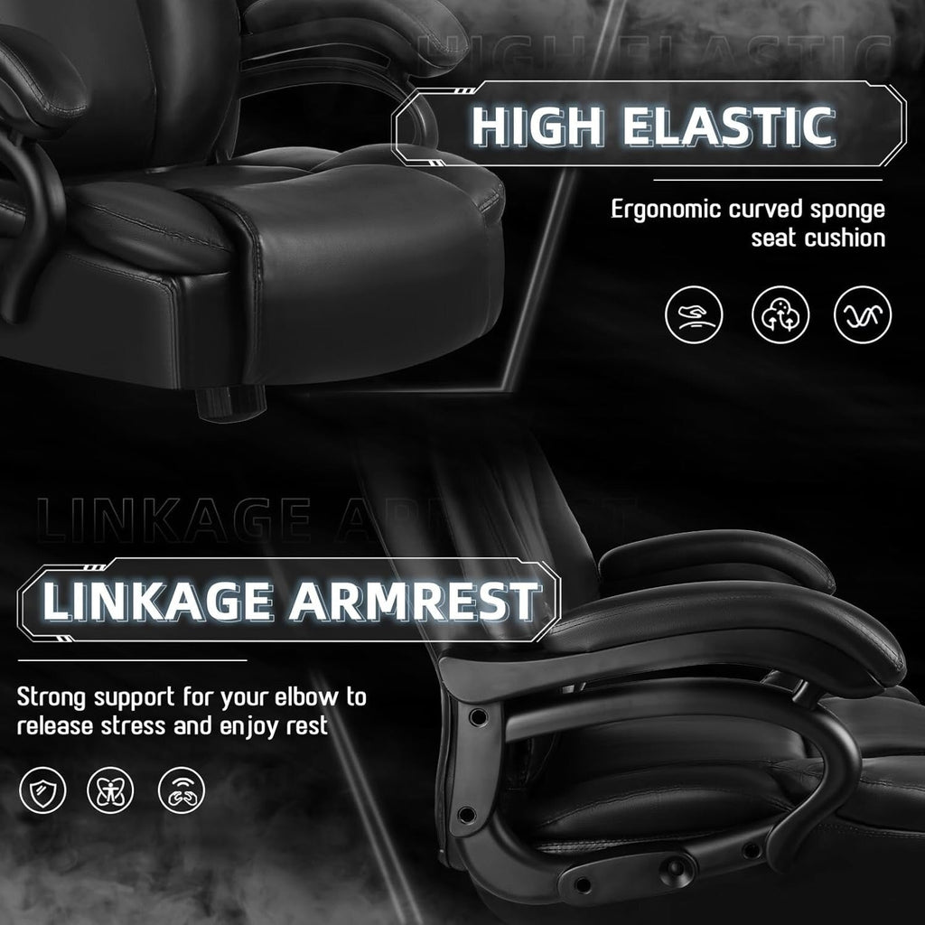 Chaise de bureau executive Bossin pour personnes de grande taille et fortes corpulent, support lombaire réglable, 500 lbs, chaise ergonomique à dossier haut en cuir PU pour ordinateur.