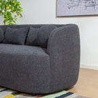 Canapé 2 places KINWELL en tissu bouclé avec coussins