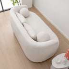 Canapé 2 places KINWELL en tissu bouclé avec coussins