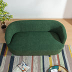 Canapé 2 places KINWELL en tissu bouclé avec coussins