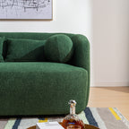 Canapé 2 places KINWELL en tissu bouclé avec coussins