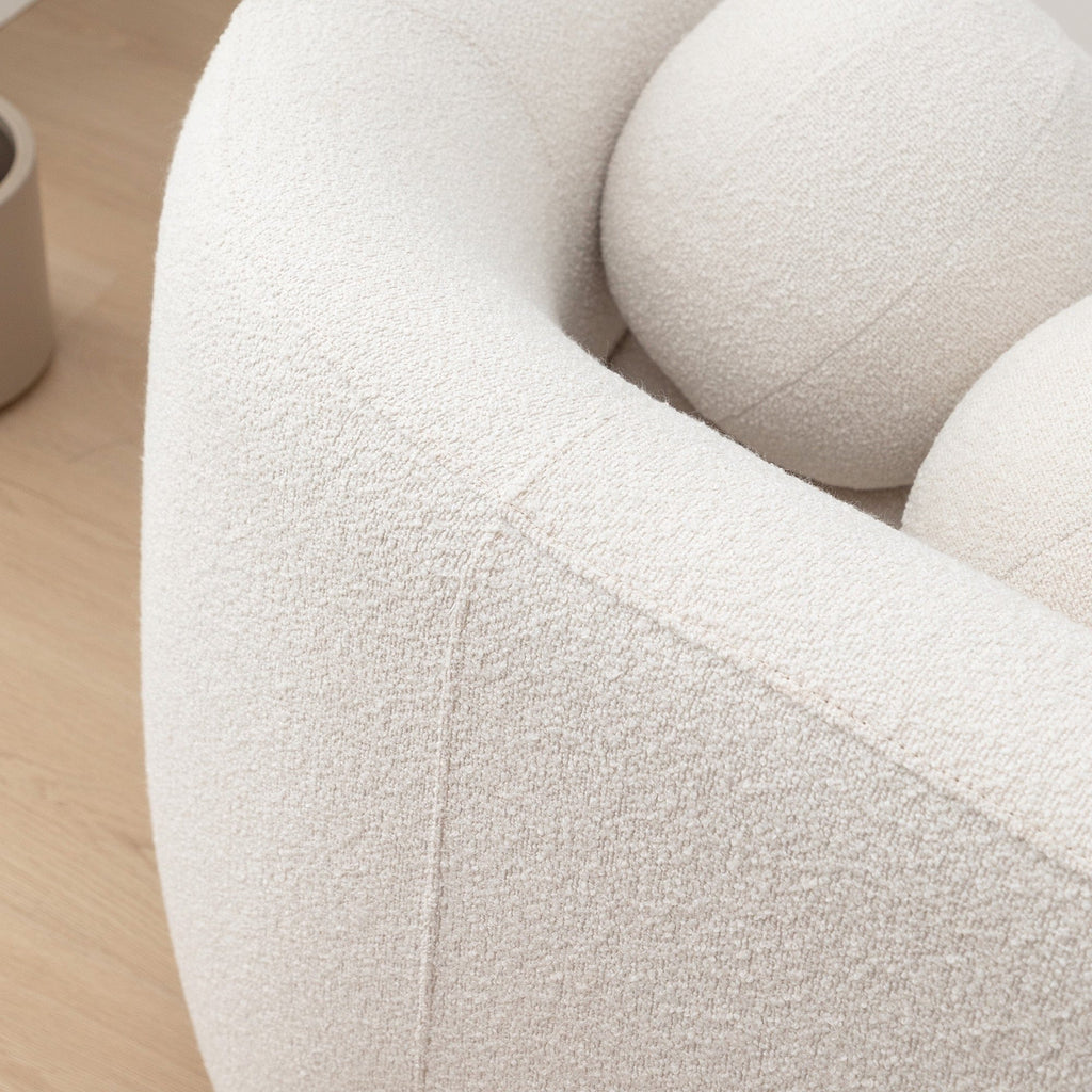 Canapé 2 places KINWELL en tissu bouclé avec coussins