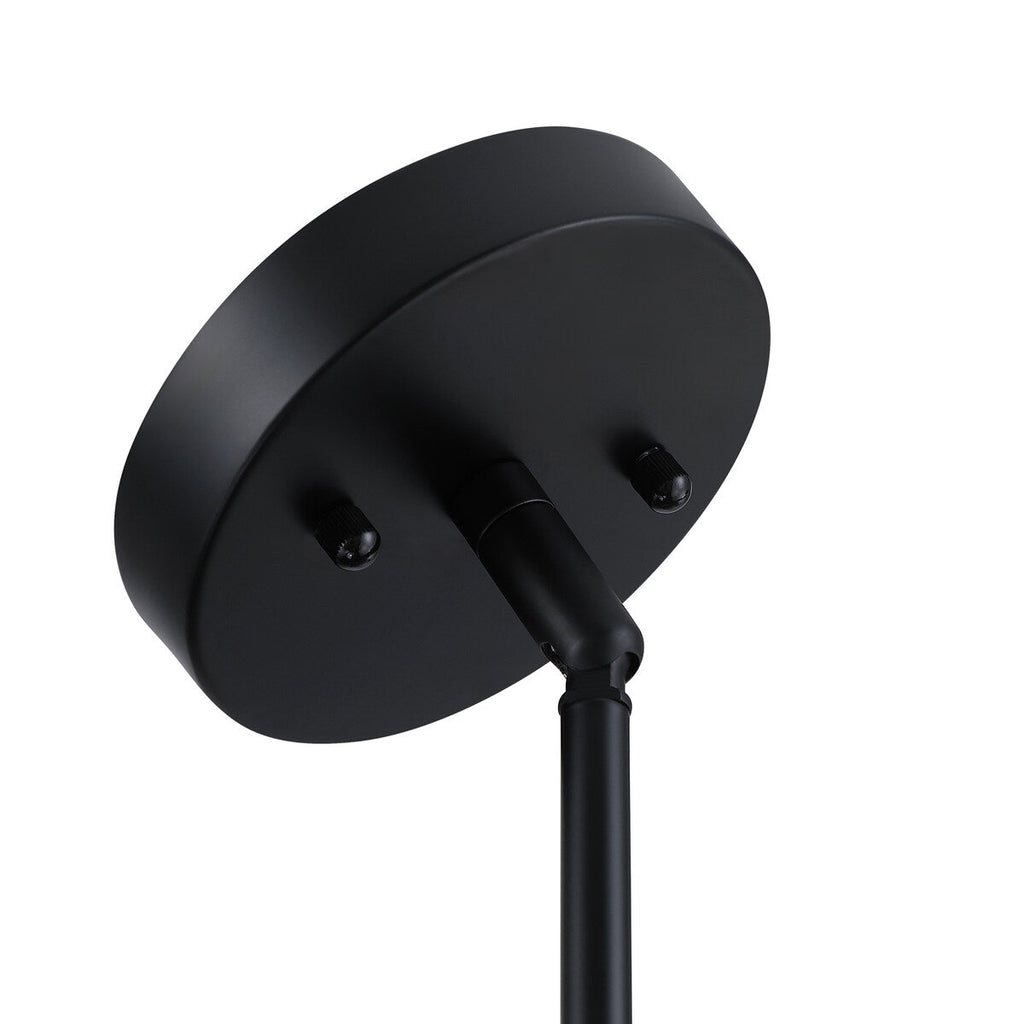 Breaux Lustre à tambour en placage de bois avec 4 lumières et auvent noir - 56 cm de largeur