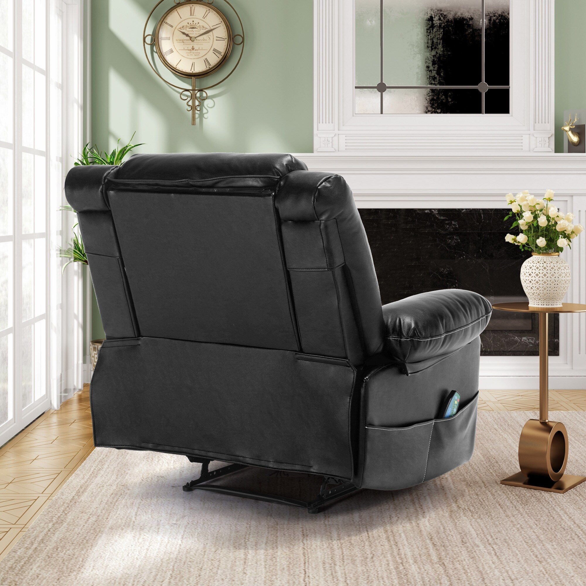 Fauteuil inclinable manuel marron avec massage en 8 points, fonction chauffante et structure robuste pour un confort optimal au salon