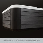 Bain à remous Buenospa Jersey 6 places, 46 jets, blanc glace, gris avec ozone et lumières LED.