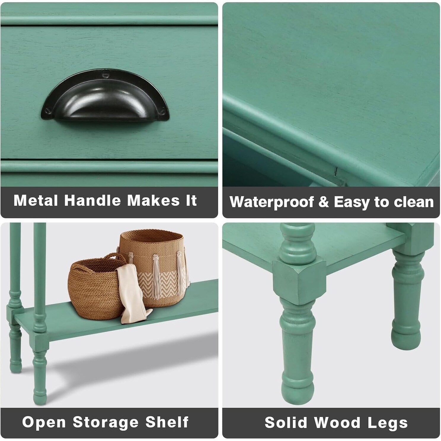 Table de console de couloir en bois Burlington à 3 tiroirs