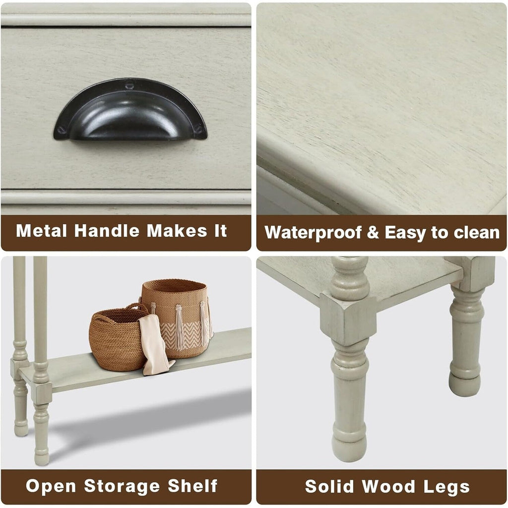 Table de console de couloir en bois Burlington à 3 tiroirs