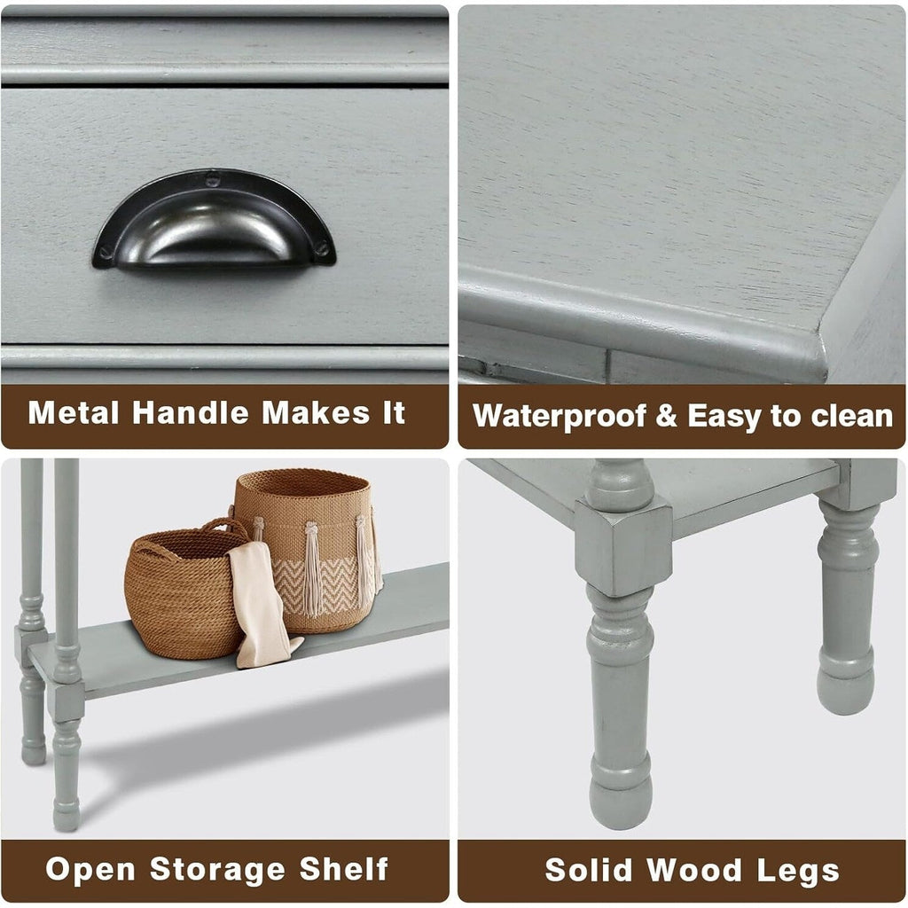 Table de console de couloir en bois Burlington à 3 tiroirs