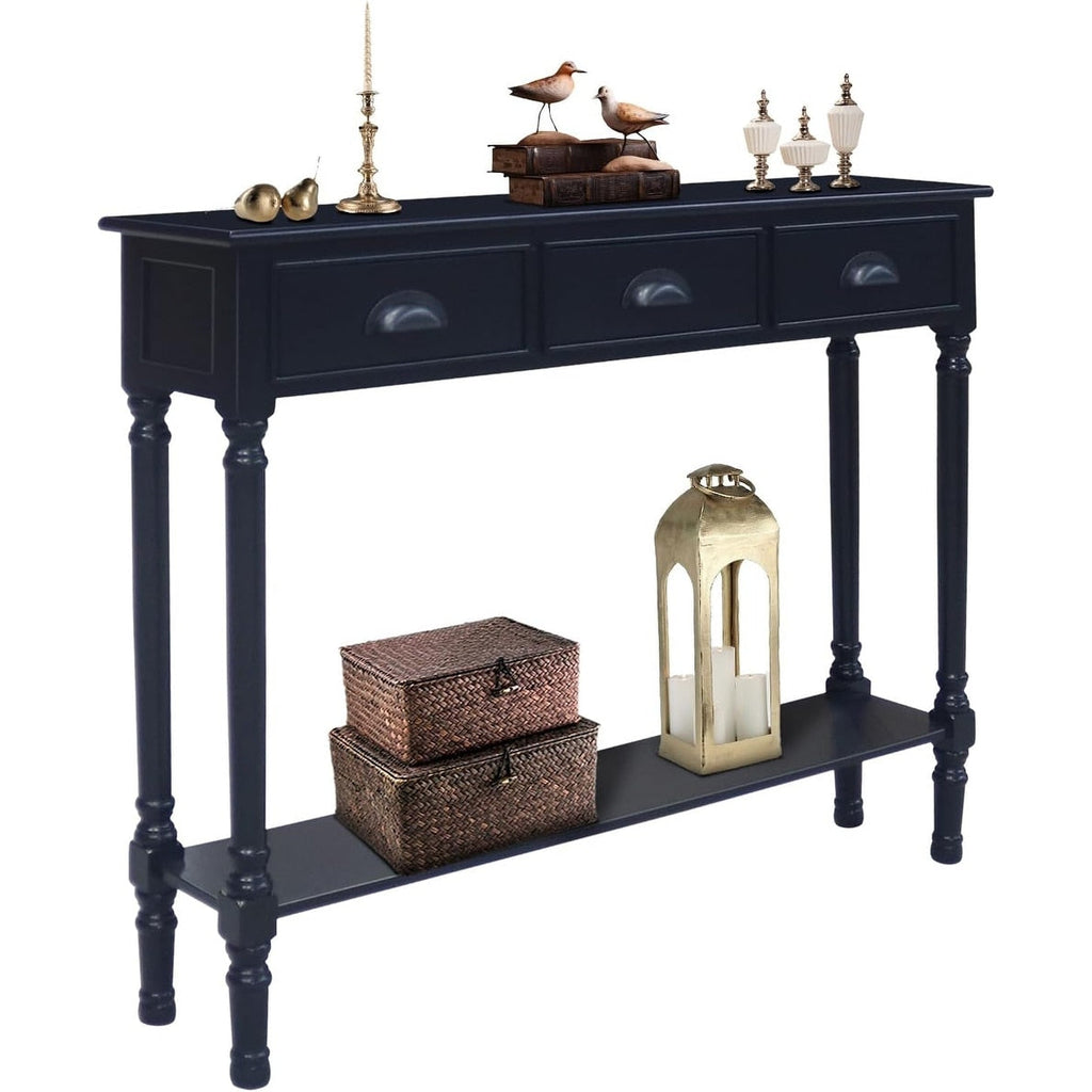 Table de console de couloir en bois Burlington à 3 tiroirs