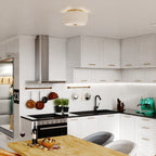 Luminaire de plafond à abat-jour blanc en lin, style moderne du milieu du siècle, modèle Burnaby.