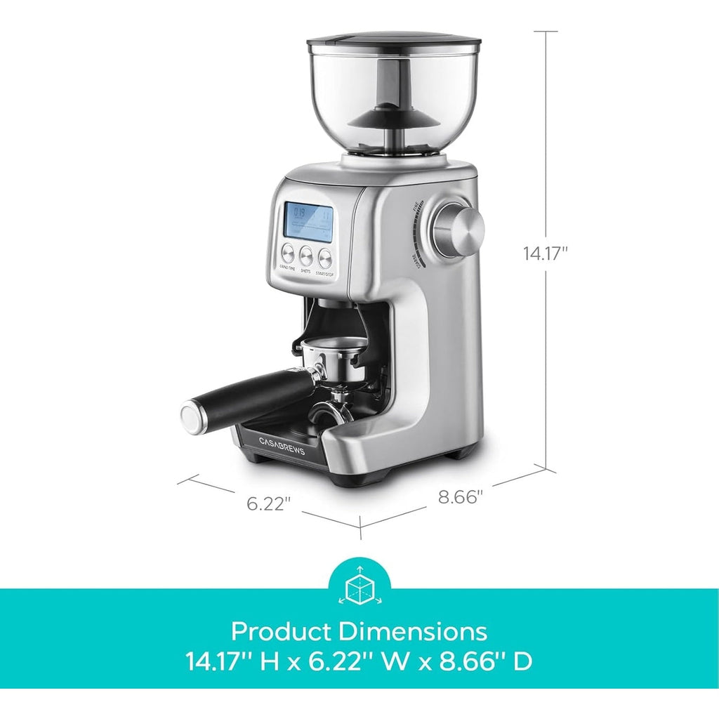 CASABREWS Tornado Moulin à café électrique à meules coniques argenté - N/A