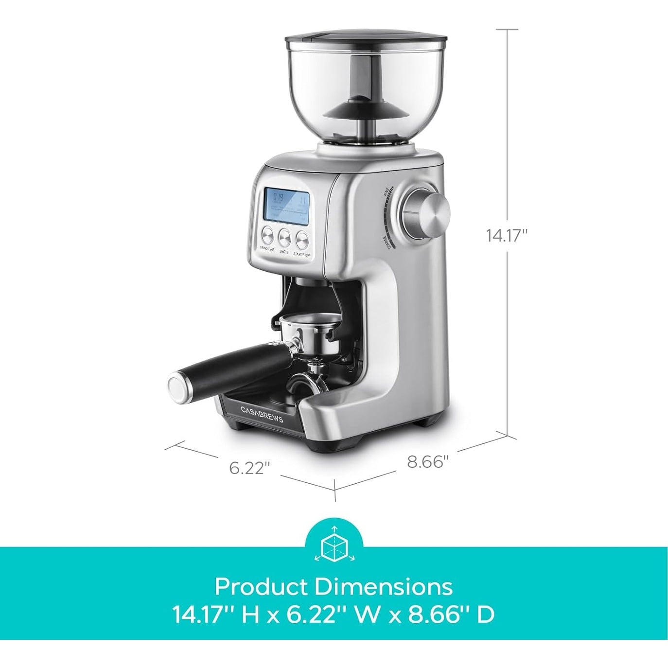 CASABREWS Tornado Moulin à café électrique à meules coniques argenté - N/A