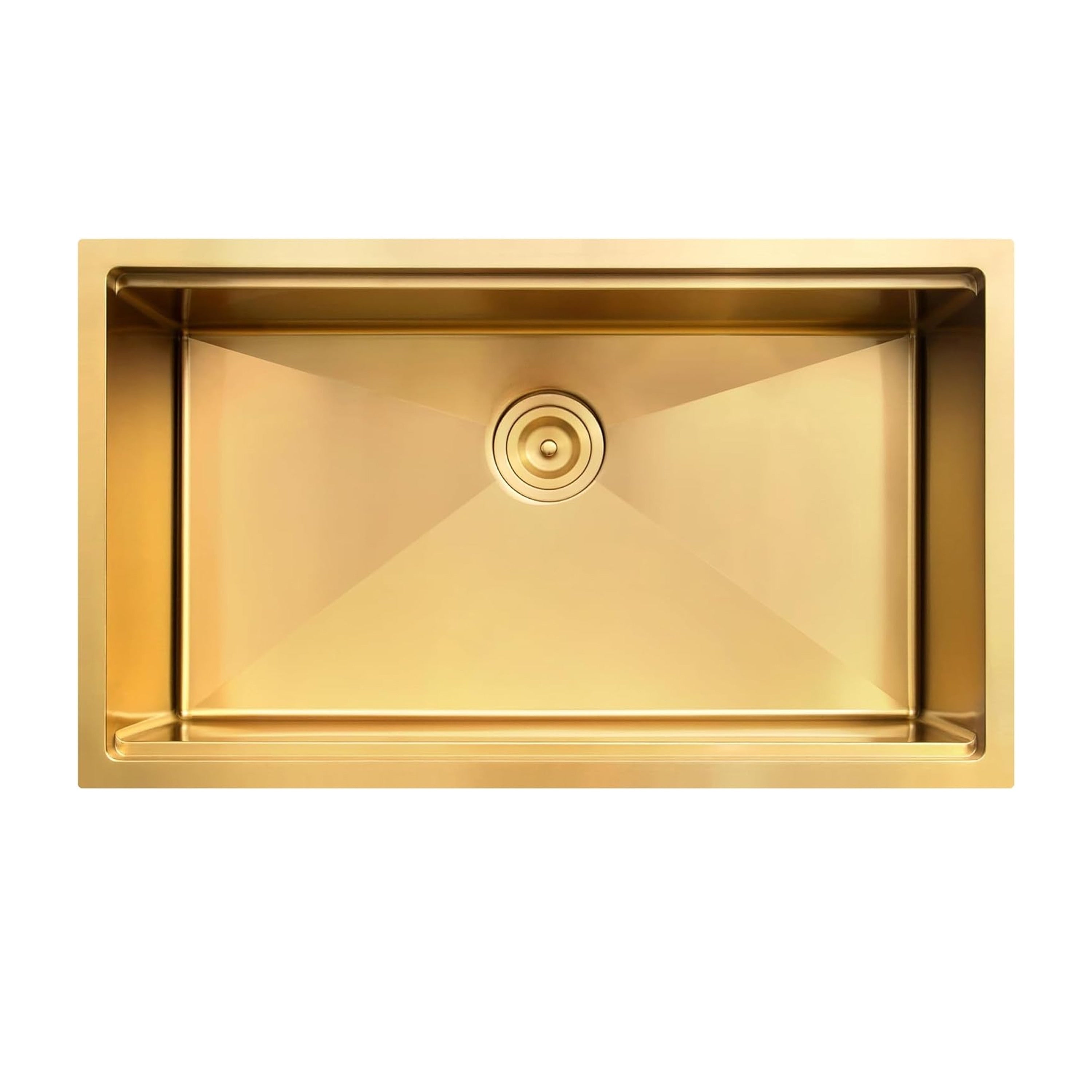 Évier de cuisine encastré CB HOME 32'' en acier inoxydable doré, évier de cuisine à encastrer noir/acier inoxydable, évier de cuisine simple avec accessoires