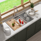 Évier de cuisine encastré CB HOME 32'' en acier inoxydable doré, évier de cuisine à encastrer noir/acier inoxydable, évier de cuisine simple avec accessoires