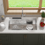 Évier de cuisine encastré CB HOME 32'' en acier inoxydable doré, évier de cuisine à encastrer noir/acier inoxydable, évier de cuisine simple avec accessoires