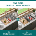 Évier de cuisine encastré CB HOME 32'' en acier inoxydable doré, évier de cuisine à encastrer noir/acier inoxydable, évier de cuisine simple avec accessoires