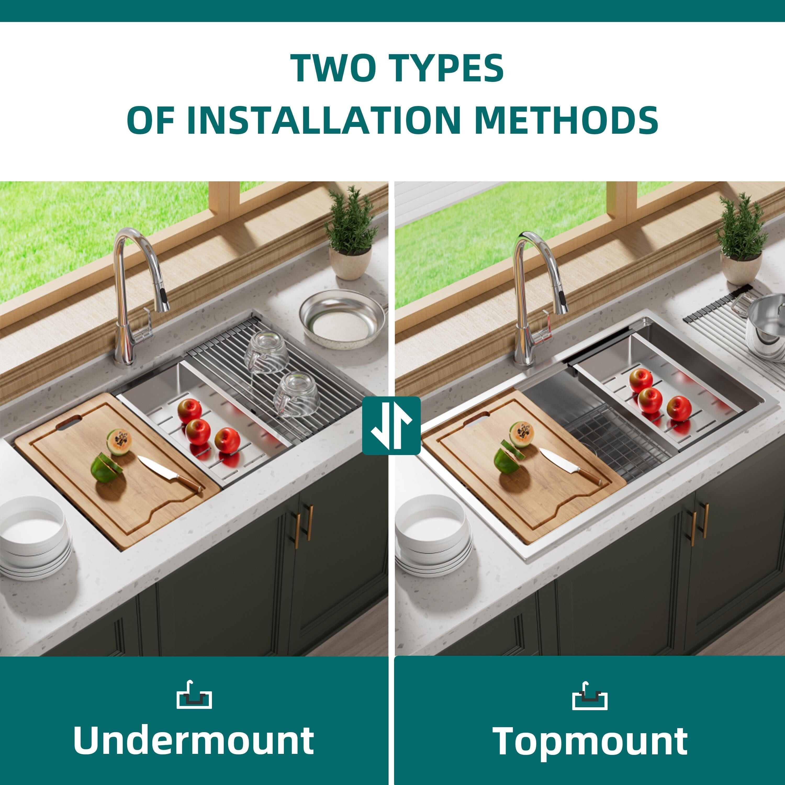 Évier de cuisine encastré CB HOME 32'' en acier inoxydable doré, évier de cuisine à encastrer noir/acier inoxydable, évier de cuisine simple avec accessoires