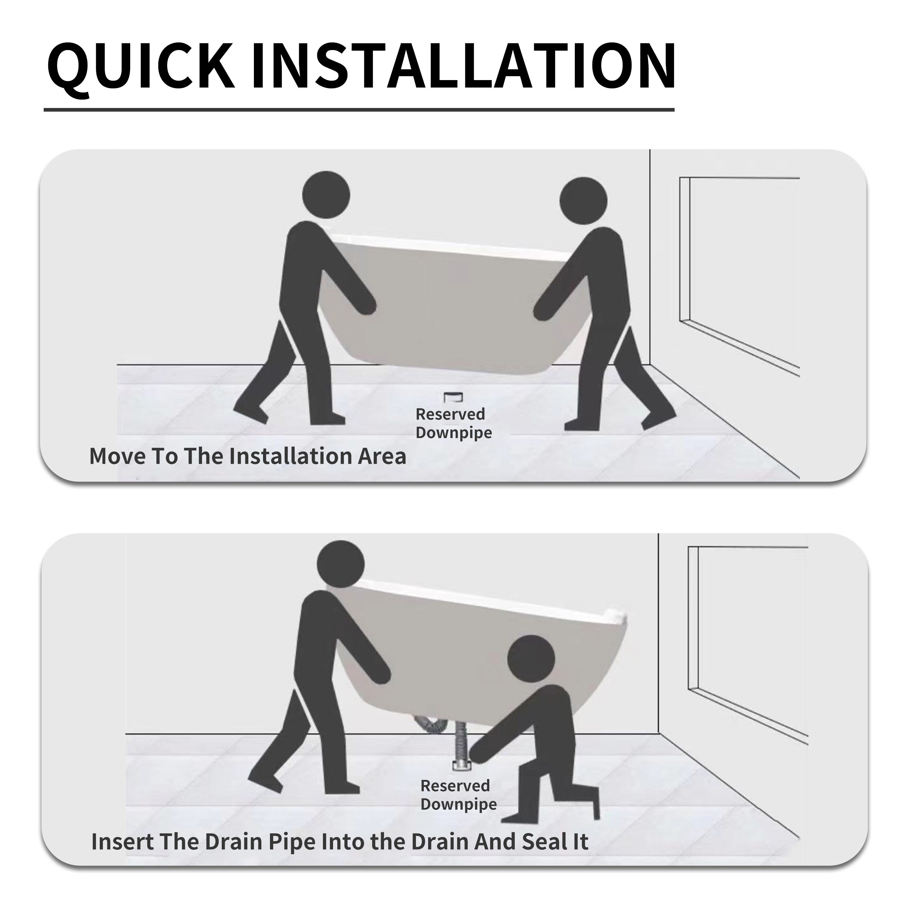 Baignoires autoportantes en acrylique CB HOME 59''/67'', baignoires à trempage à côté unique contre le mur, trop-plein gauche/droite