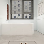 Baignoires autoportantes en acrylique CB HOME 59''/67'', baignoires à trempage à côté unique contre le mur, trop-plein gauche/droite