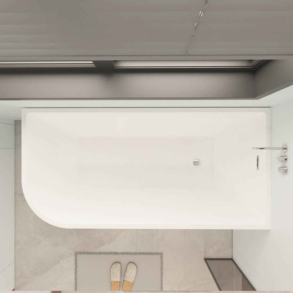 Baignoires autoportantes en acrylique CB HOME 59''/67'', baignoires à trempage à côté unique contre le mur, trop-plein gauche/droite