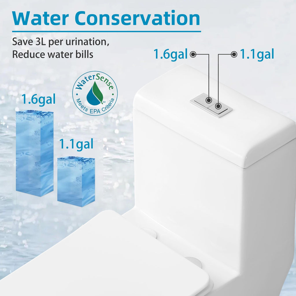 CB HOME 24'' Toilettes compactes monobloc, chasse d'eau double, siphon moderne, hauteur confortable de 16,5'' avec siège à fermeture amortie.