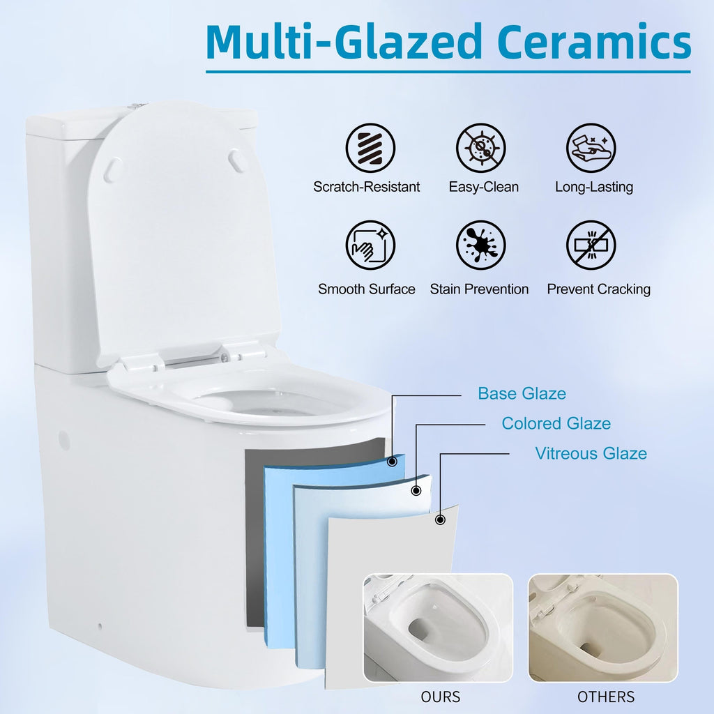 CB HOME 24'' Toilettes compactes monobloc, chasse d'eau double, siphon moderne, hauteur confortable de 16,5'' avec siège à fermeture amortie.