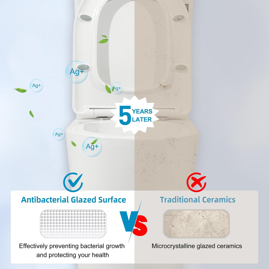 CB HOME 24'' Toilettes compactes monobloc, chasse d'eau double, siphon moderne, hauteur confortable de 16,5'' avec siège à fermeture amortie.