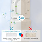 CB HOME 24'' Toilettes compactes monobloc, chasse d'eau double, siphon moderne, hauteur confortable de 16,5'' avec siège à fermeture amortie.