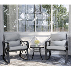 COSIEST Ensemble de conversation extérieur 3 pièces avec chaises à bascule et table d'appoint