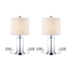 Lampe de table LED à chargement USB Cabell 21 en verre, style moderne et contemporain, bronze vieilli (lot de 2) par JONATHAN Y