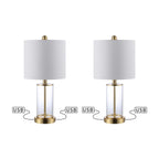 Lampe de table LED à chargement USB Cabell 21 en verre, style moderne et contemporain, bronze vieilli (lot de 2) par JONATHAN Y