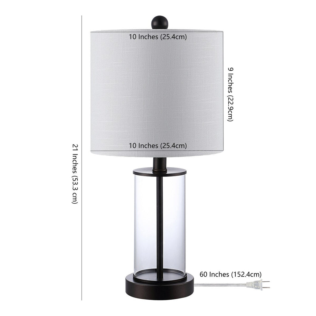 Lampe de table LED à chargement USB Cabell 21 en verre, style moderne et contemporain, bronze vieilli (lot de 2) par JONATHAN Y