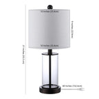 Lampe de table LED à chargement USB Cabell 21 en verre, style moderne et contemporain, bronze vieilli (lot de 2) par JONATHAN Y