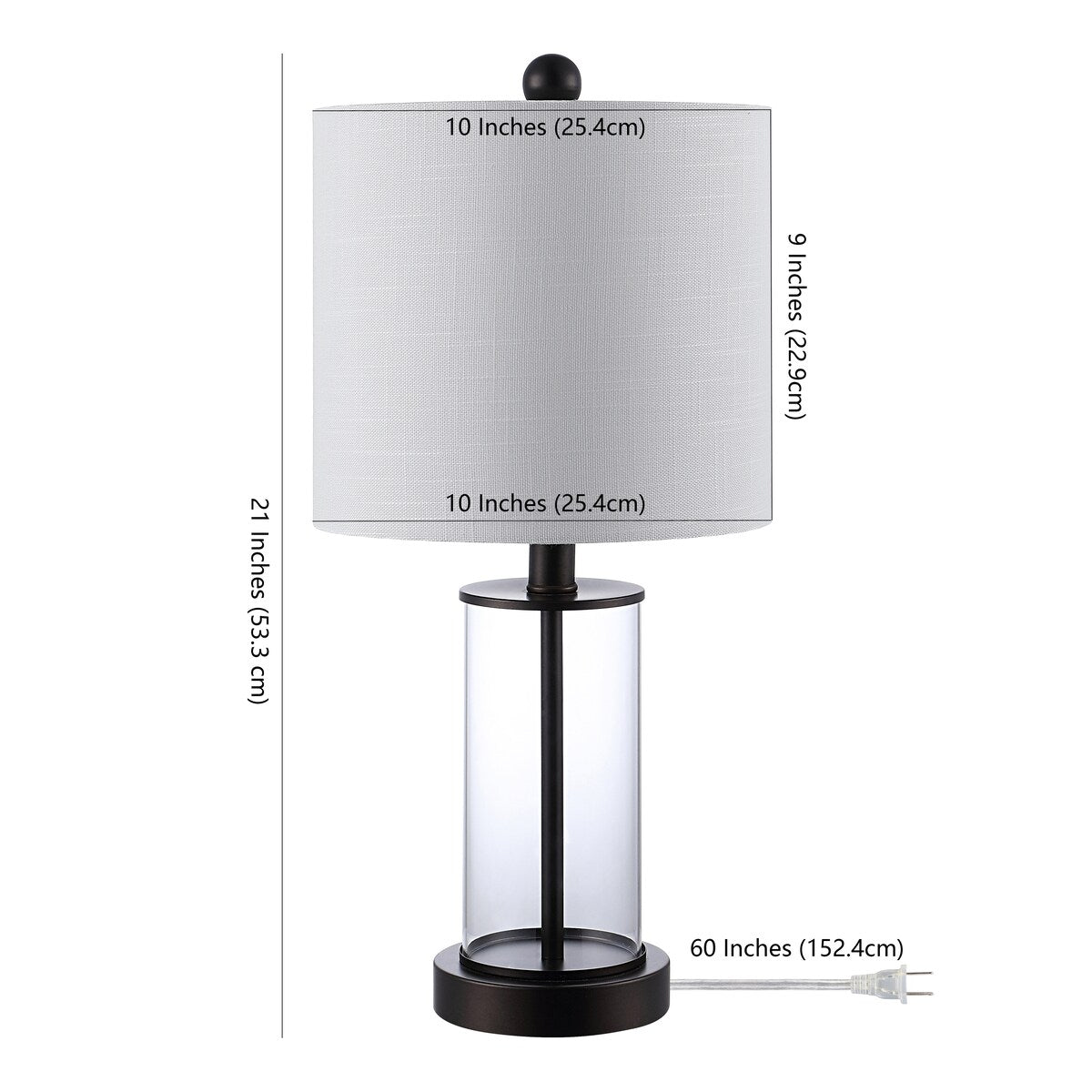 Lampe de table LED à chargement USB Cabell 21 en verre, style moderne et contemporain, bronze vieilli (lot de 2) par JONATHAN Y