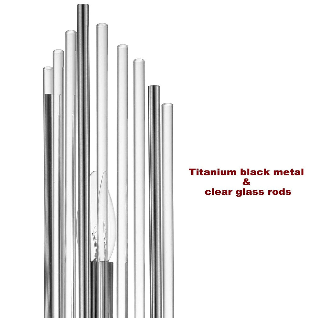 Applique murale moderne en métal Cabrera avec de belles tiges en verre cristal transparent pour salle de bain, lot de 2