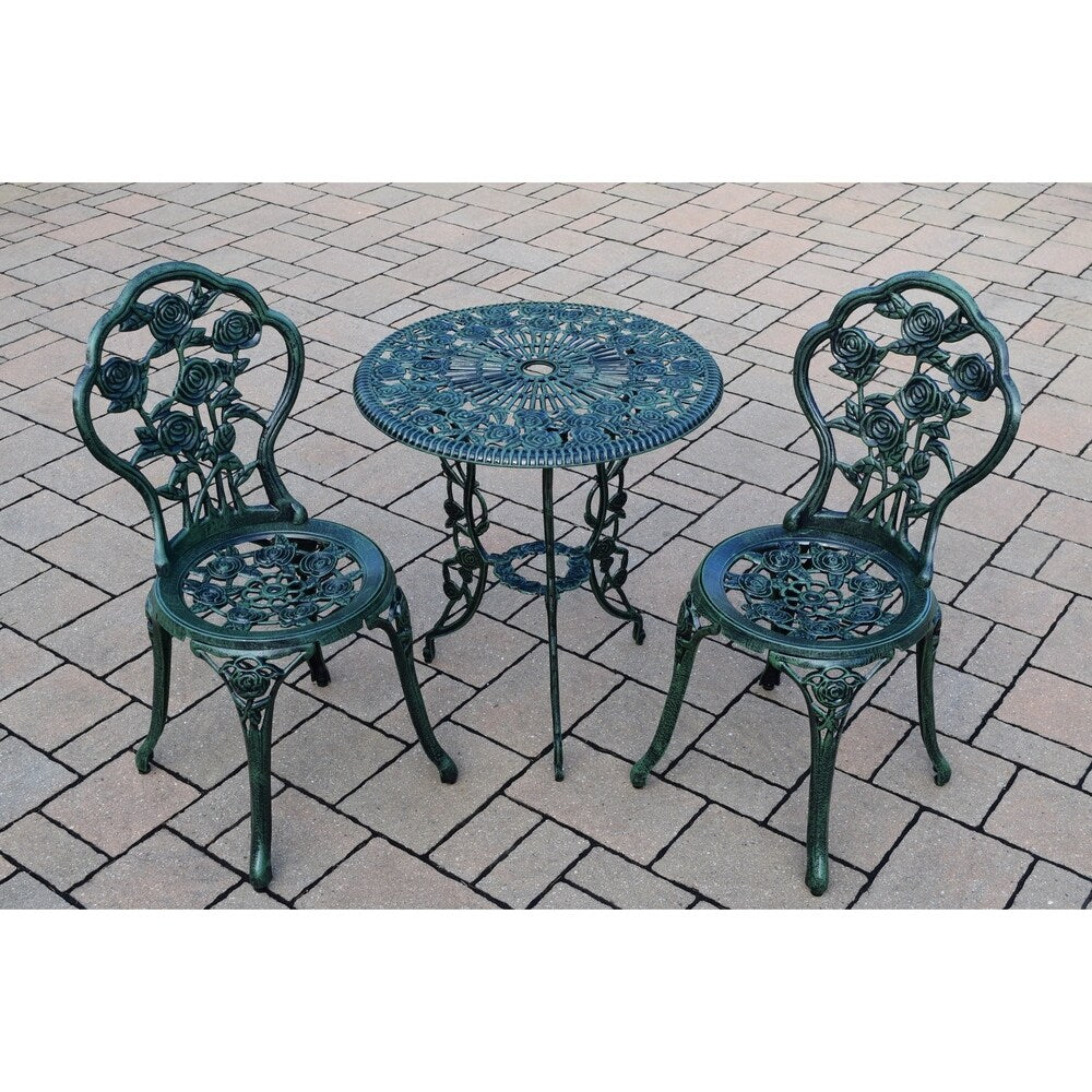 Ensemble bistro 3 pièces Camellia en aluminium moulé vert Verdi avec table et 2 chaises