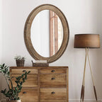 Miroir mural ovale Cameo avec cadre en bois, 81 cm, miroir mural pour salle de bain - 81,03 H x 61 L x 3,2 l (cm)