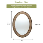 Miroir mural ovale Cameo avec cadre en bois, 81 cm, miroir mural pour salle de bain - 81,03 H x 61 L x 3,2 l (cm)
