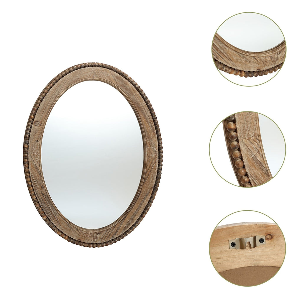 Miroir mural ovale Cameo avec cadre en bois, 81 cm, miroir mural pour salle de bain - 81,03 H x 61 L x 3,2 l (cm)